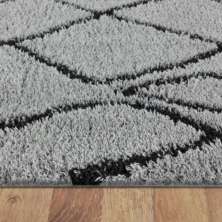 Saray Rugs Sorento Shaggy  Grey Hallway Runner 346