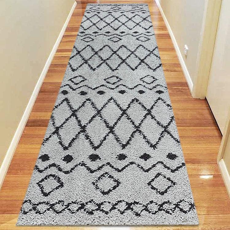Saray Rugs Sorento Shaggy  Grey Hallway Runner 844