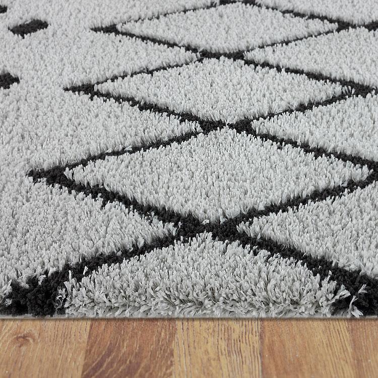 Saray Rugs Sorento Shaggy  Grey Hallway Runner 844