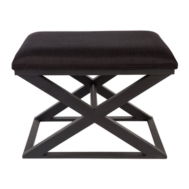 Spencer Black Timber Stool - Black Linen