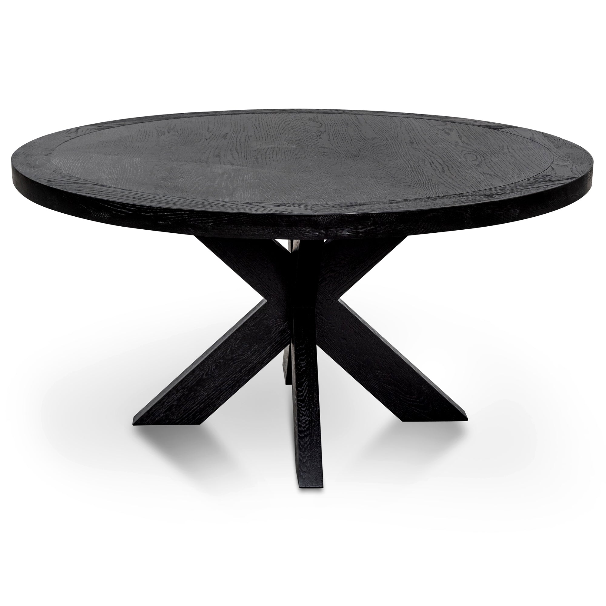 Starburst 1.5m Round Wooden Dining Table - Full Black