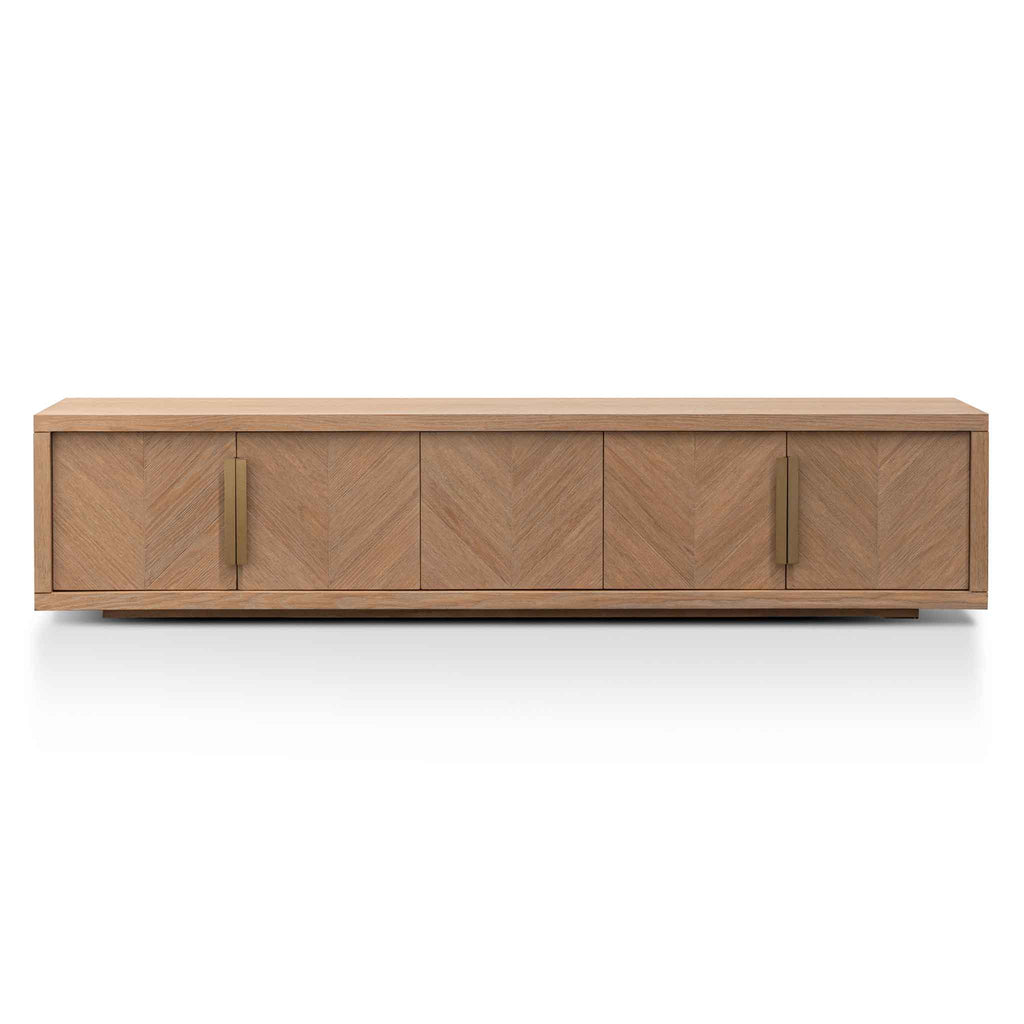 Miriam 2.23m Entertainment TV Unit - Dusty Oak with Gold Handle