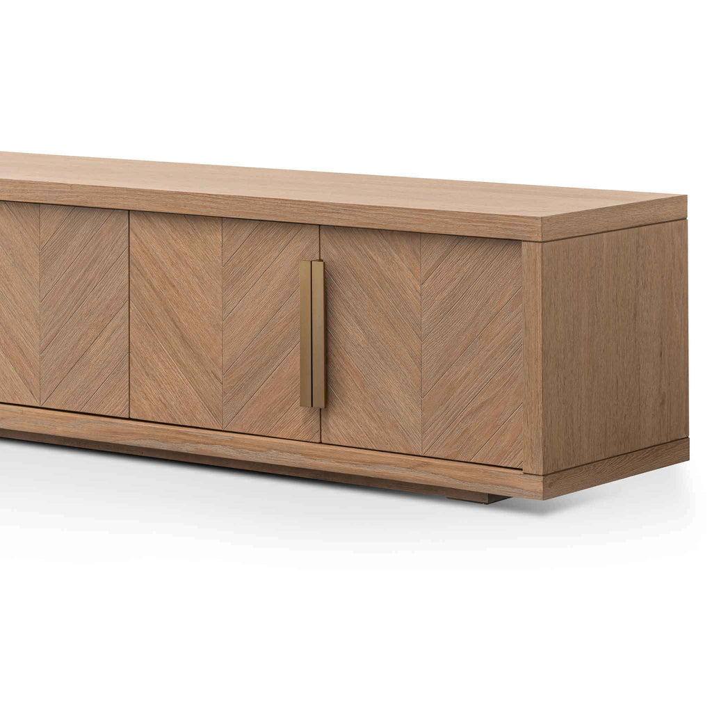 Miriam 2.23m Entertainment TV Unit - Dusty Oak with Gold Handle
