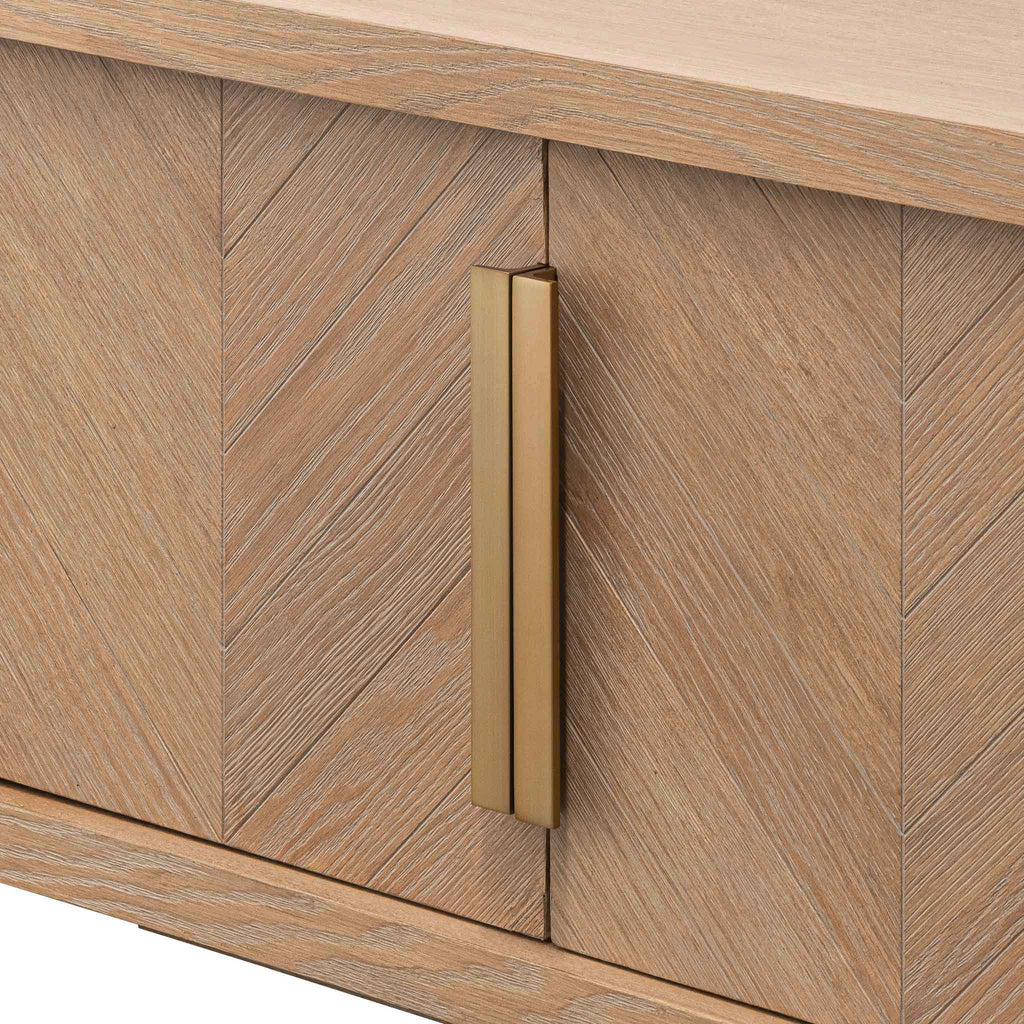 Miriam 2.23m Entertainment TV Unit - Dusty Oak with Gold Handle