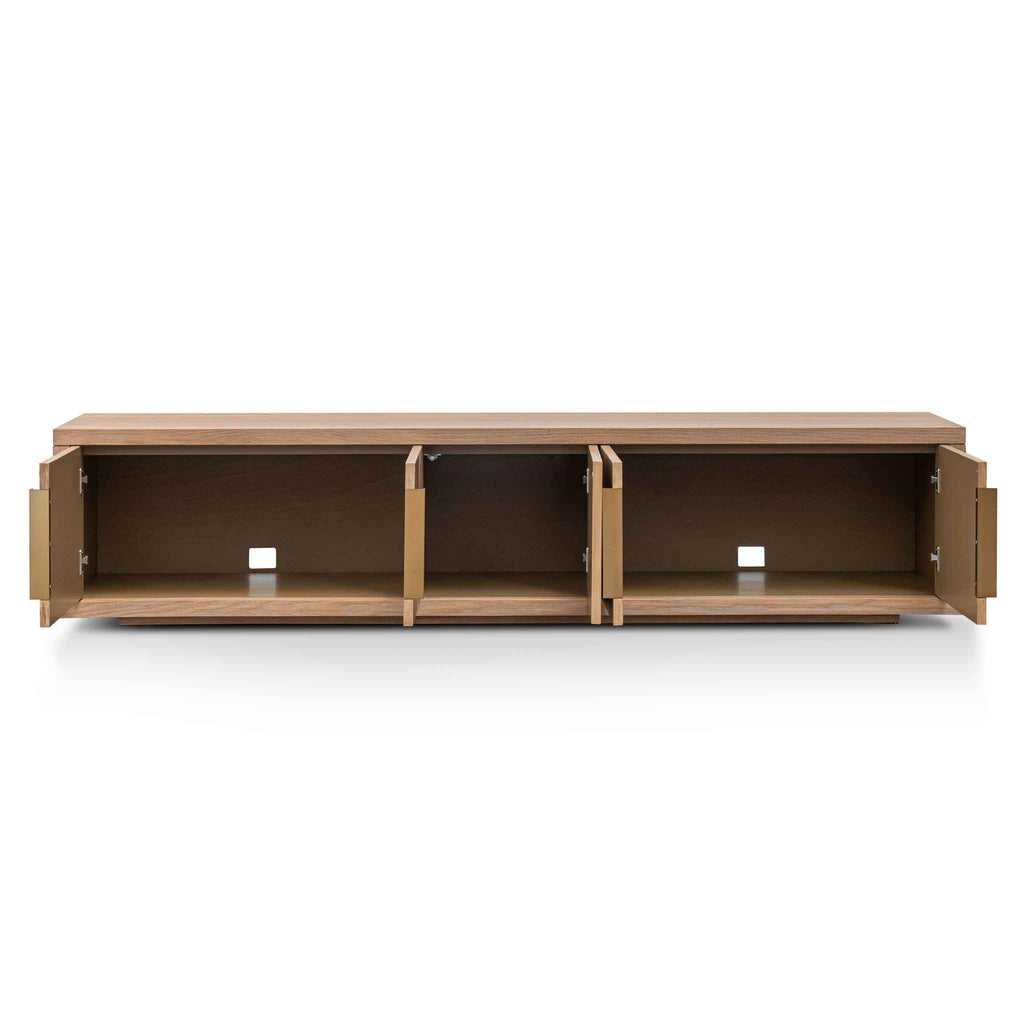 Miriam 2.23m Entertainment TV Unit - Dusty Oak with Gold Handle