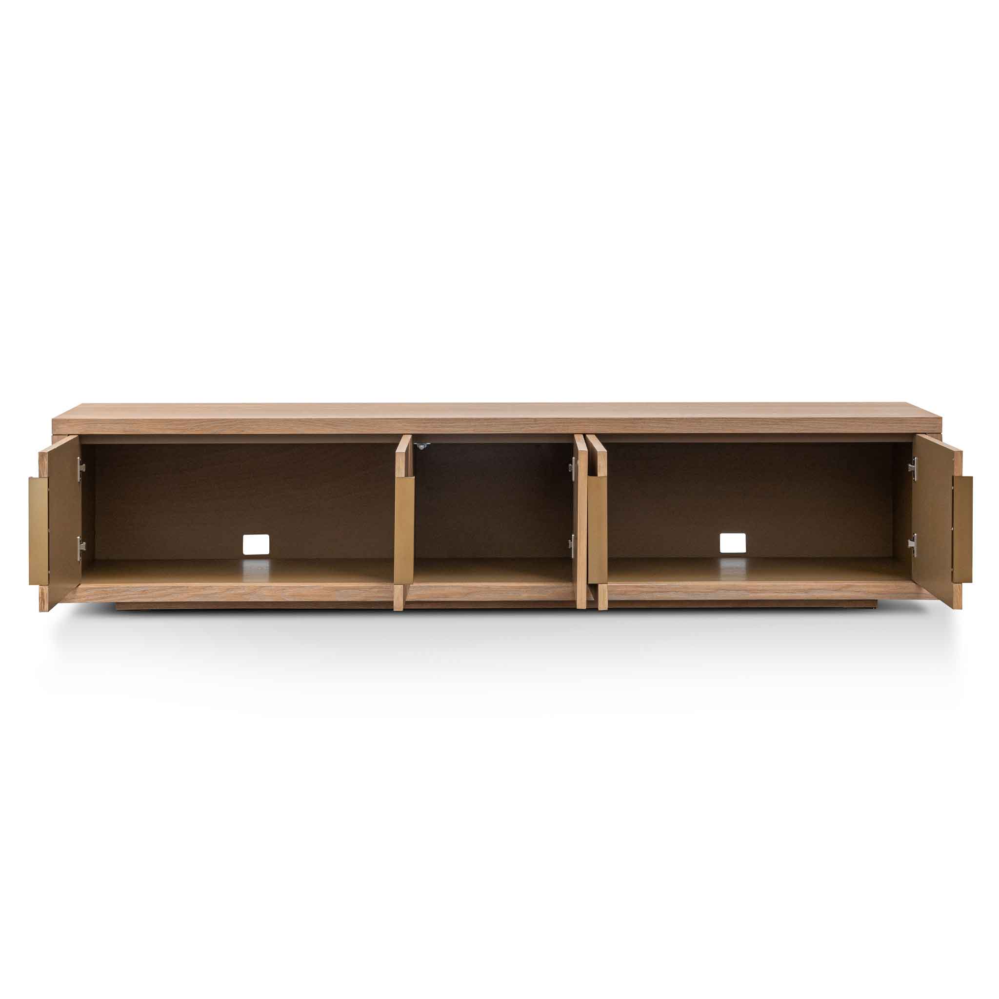 Miriam 2.23m Entertainment TV Unit - Dusty Oak with Gold Handle