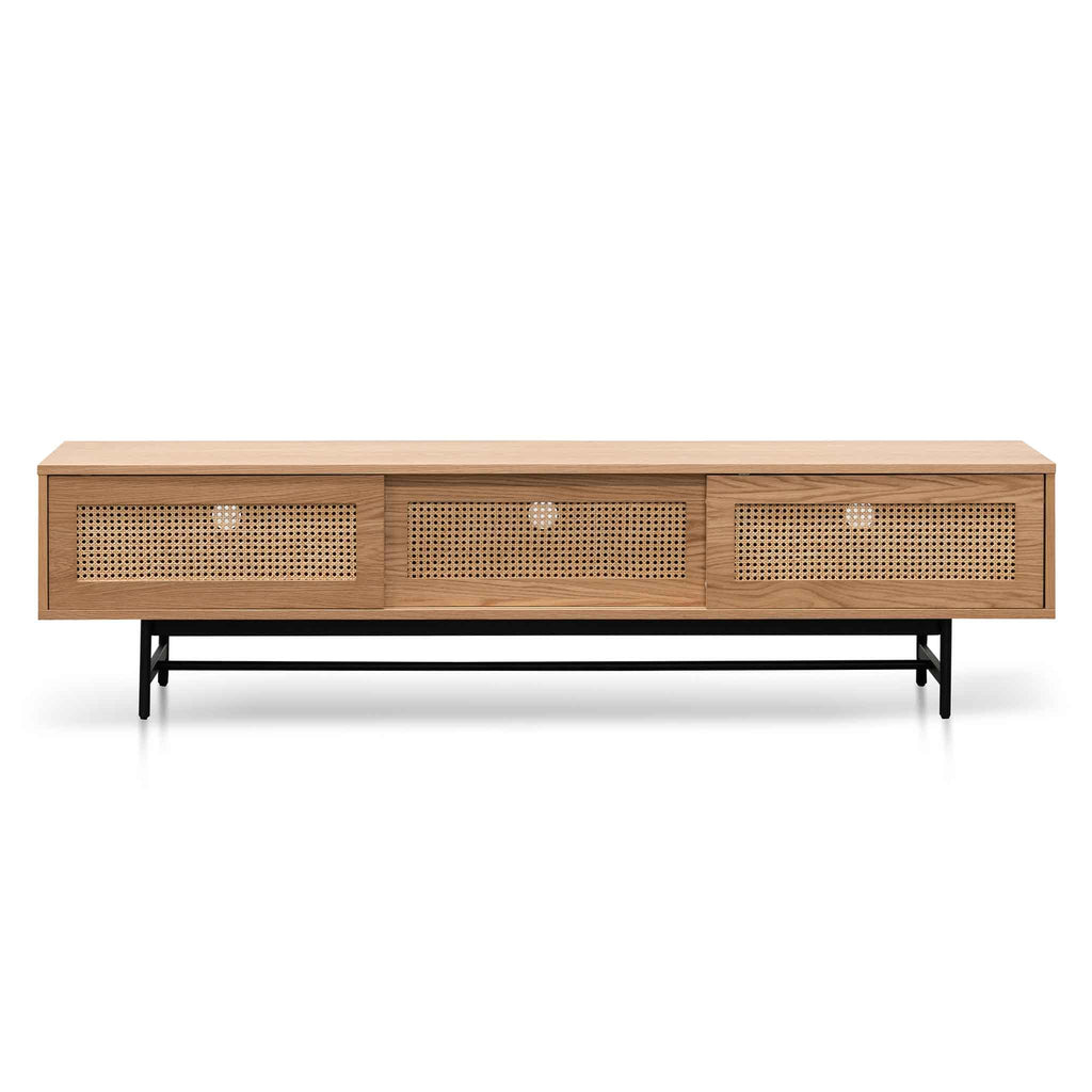 Debora 2m Natural Oak TV Entertainment Unit - Rattan Doors