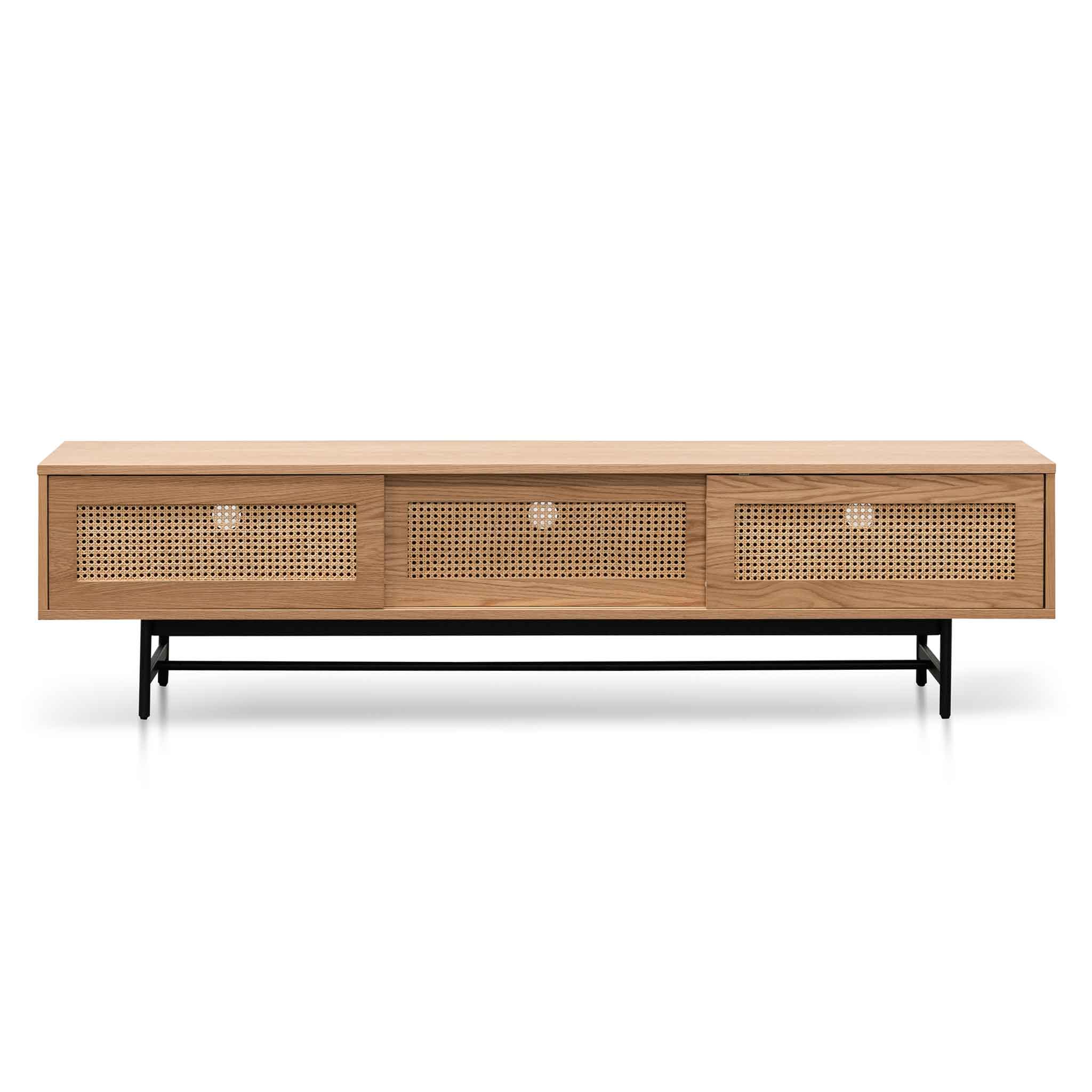 Debora 2m Natural Oak TV Entertainment Unit - Rattan Doors