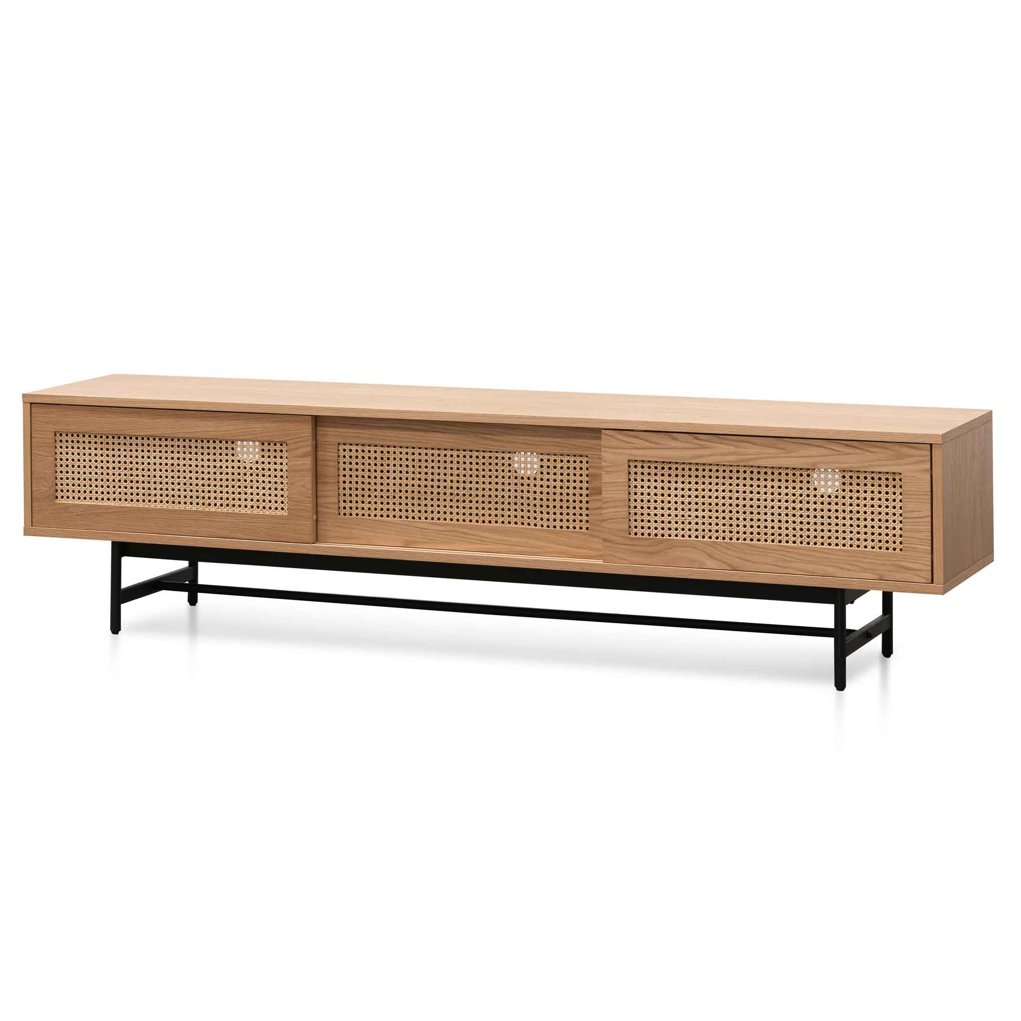 Debora 2m Natural Oak TV Entertainment Unit - Rattan Doors