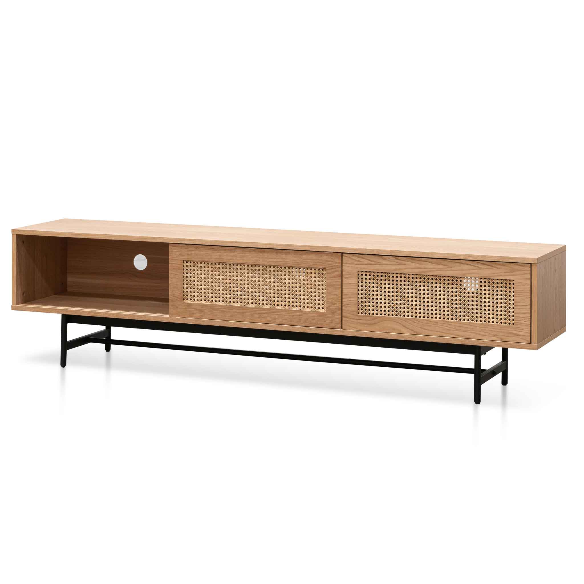 Debora 2m Natural Oak TV Entertainment Unit - Rattan Doors