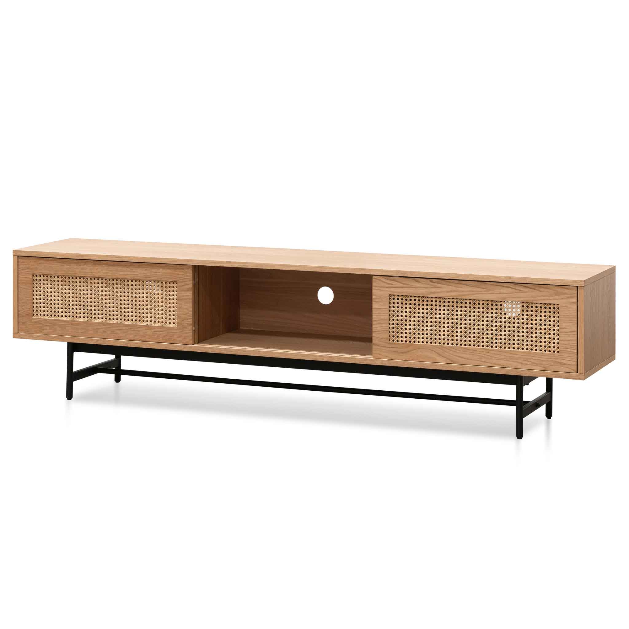 Debora 2m Natural Oak TV Entertainment Unit - Rattan Doors