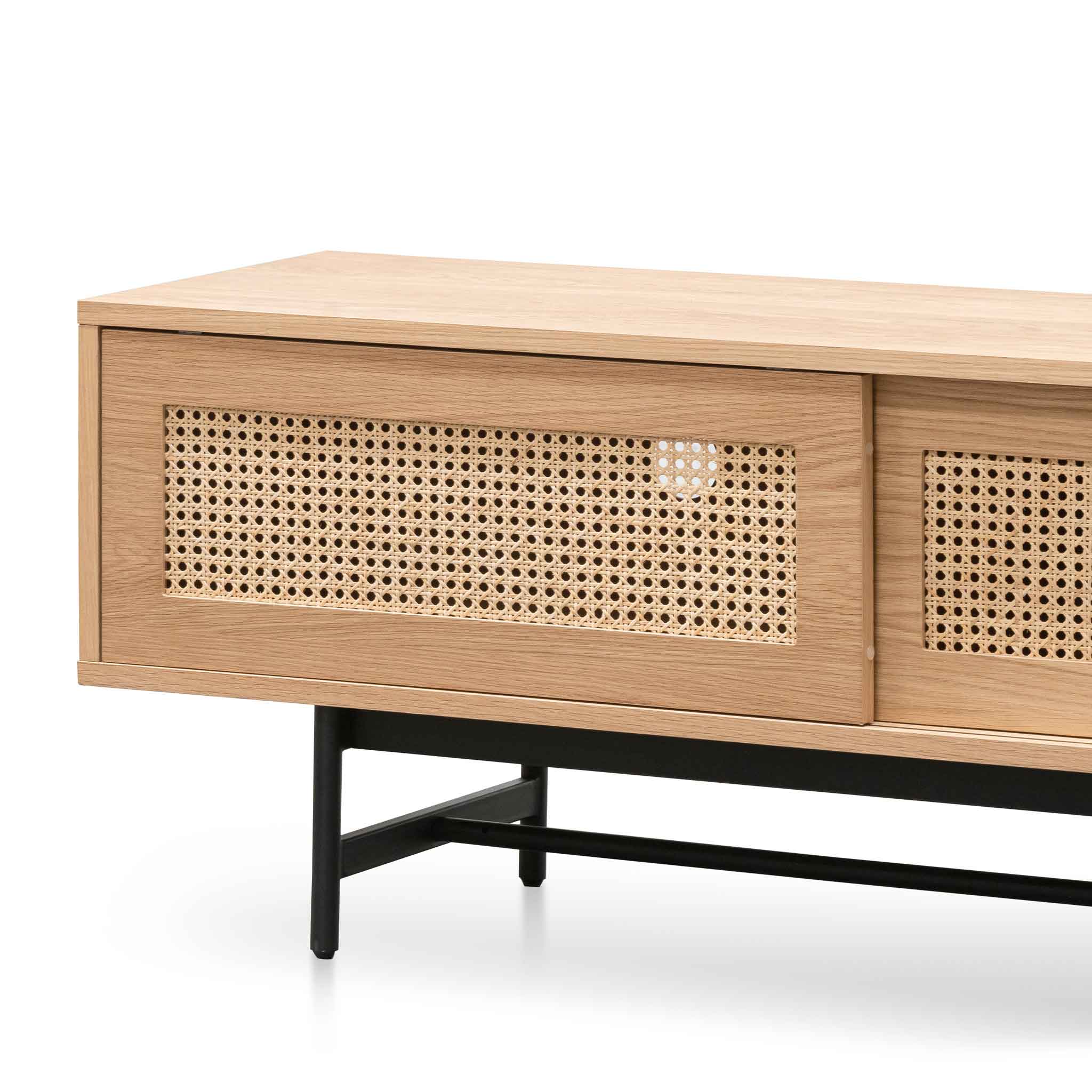 Debora 2m Natural Oak TV Entertainment Unit - Rattan Doors