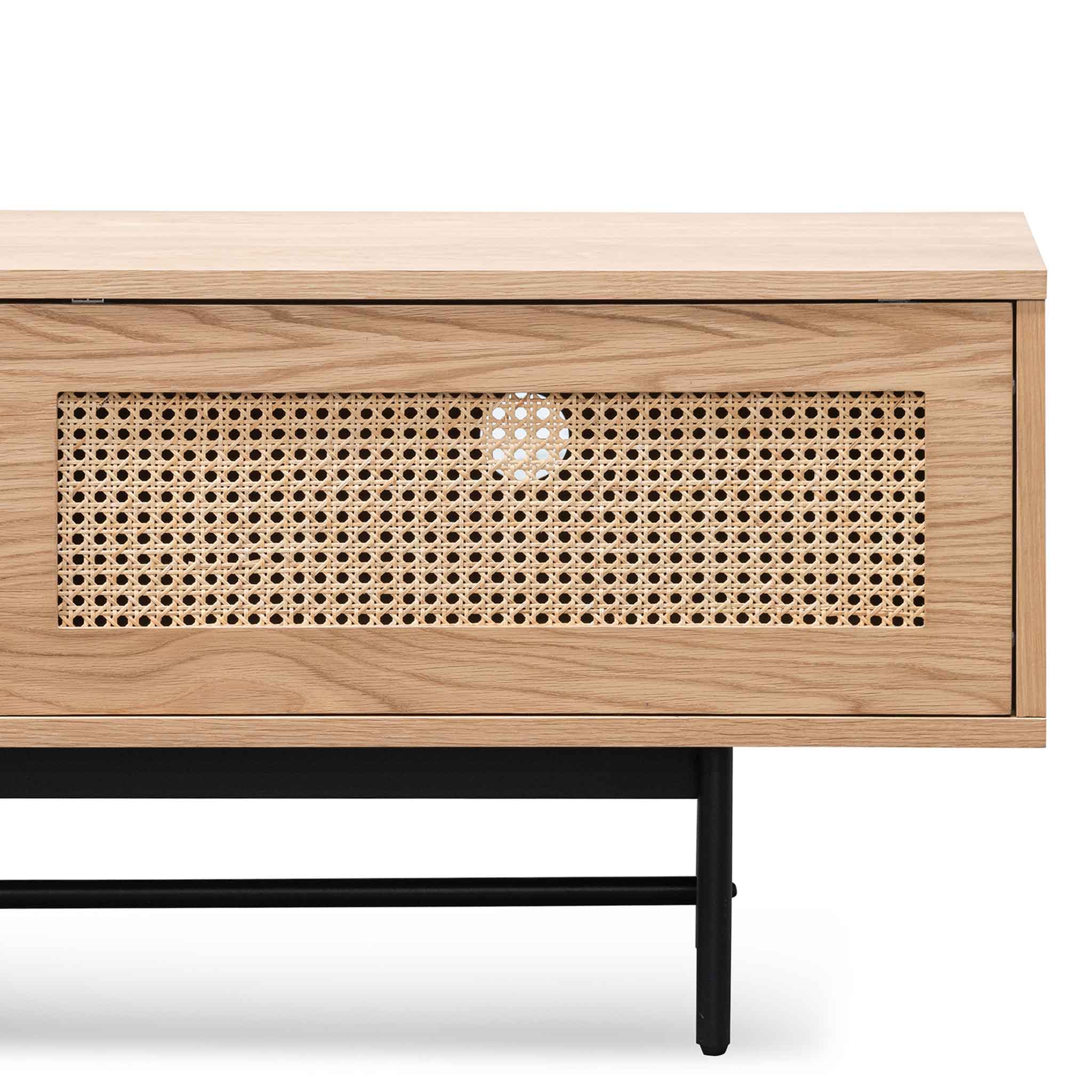 Debora 2m Natural Oak TV Entertainment Unit - Rattan Doors