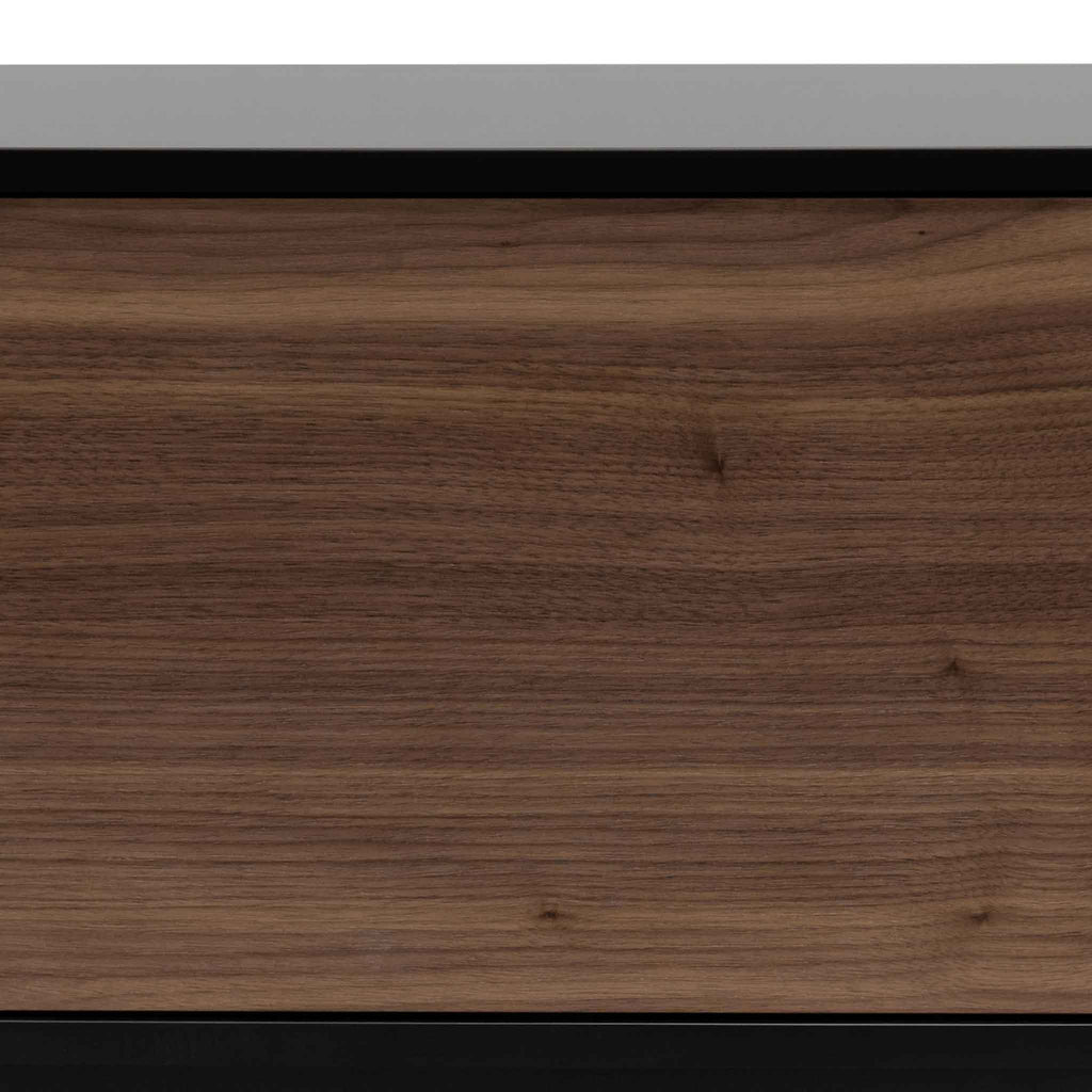 2.3m Wooden Entertainment Unit - Black with Walnut Drawers