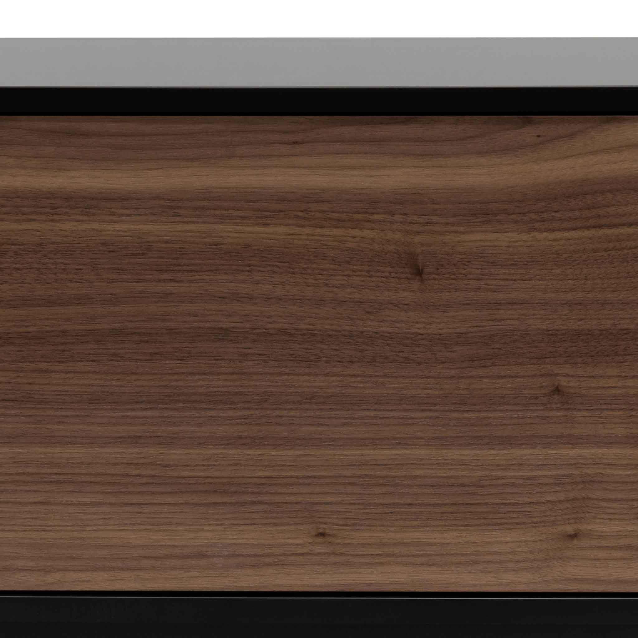 2.3m Wooden Entertainment Unit - Black with Walnut Drawers