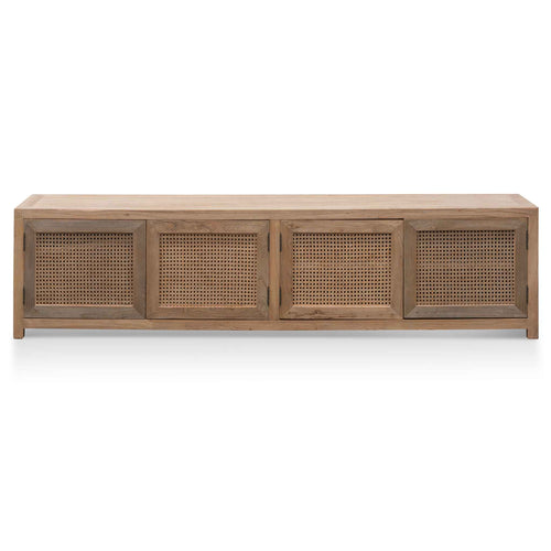 2m TV Entertainment Unit - Natural with Rattan Doors