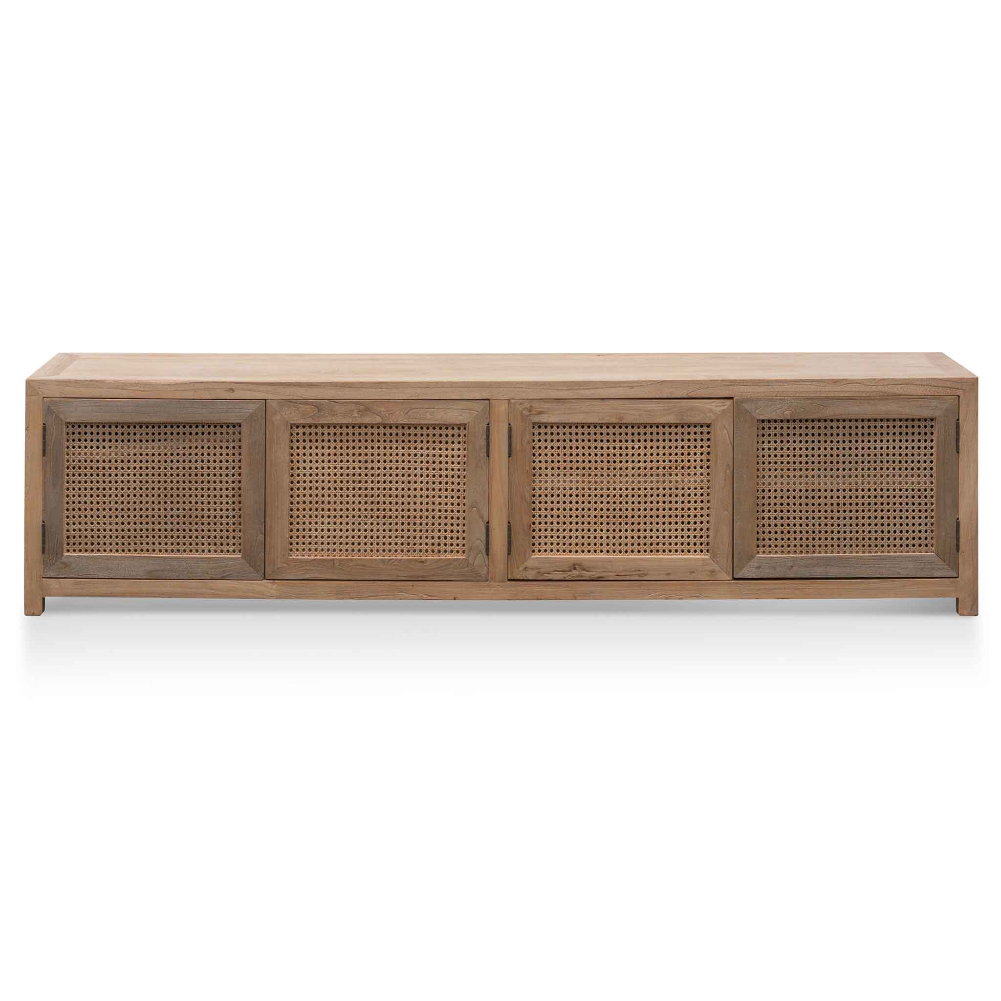 2m TV Entertainment Unit - Natural with Rattan Doors