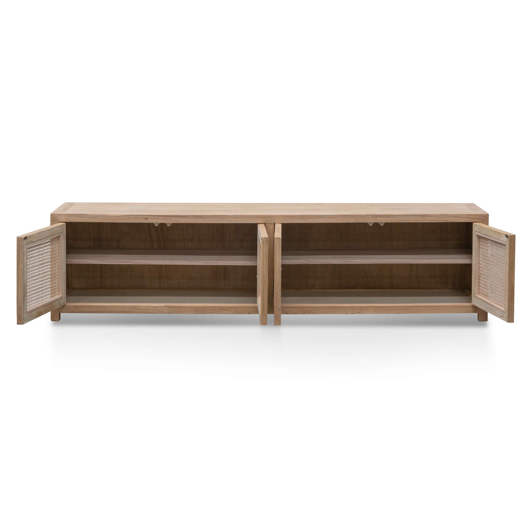 2m TV Entertainment Unit - Natural with Rattan Doors