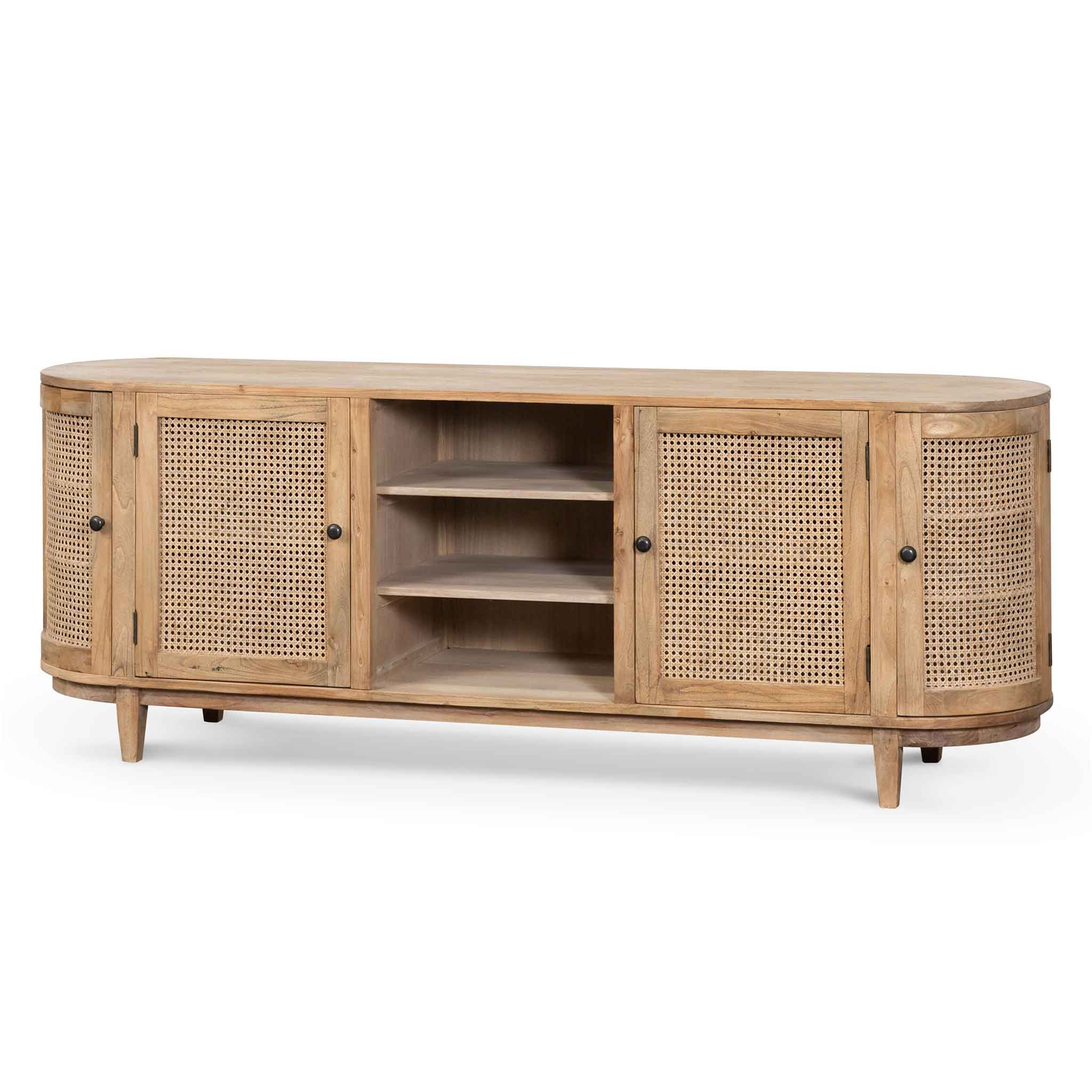 CDT6768 2.1m Sideboard Unit - Natural with Rattan Doors