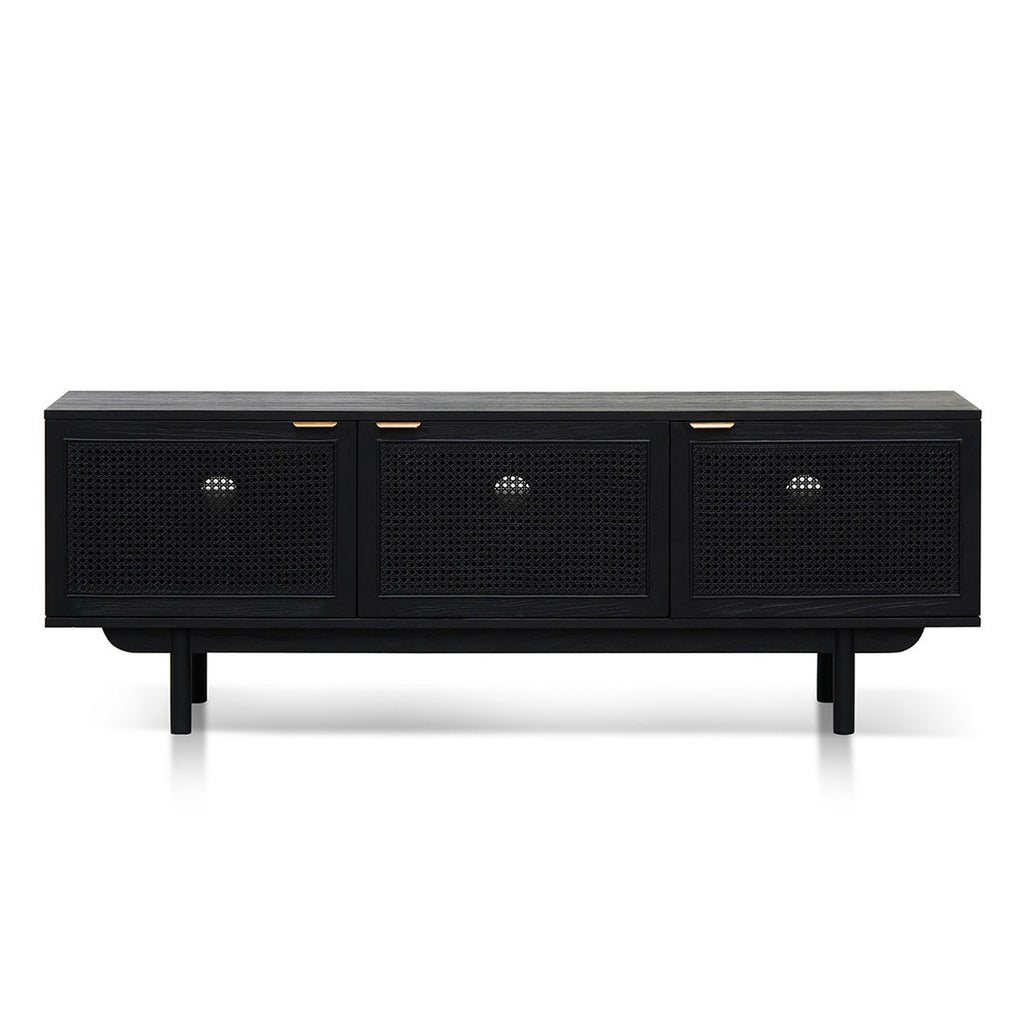 Benitez 1.7m ELM Black Entertainment TV - Natural Rattan Door