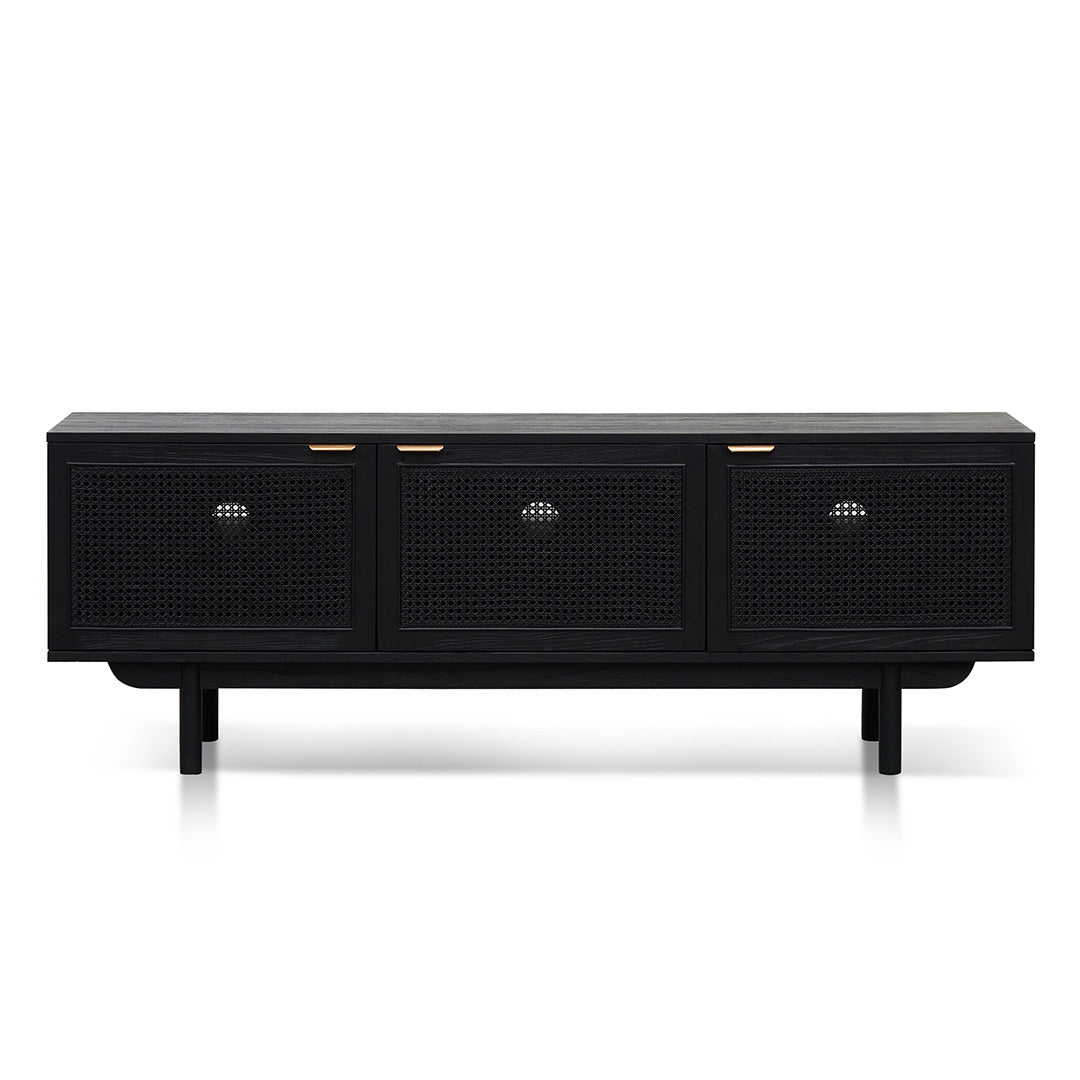 Benitez 1.7m ELM Black Entertainment TV - Natural Rattan Door