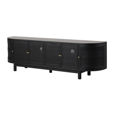 2.2cm Rattan Doors TV Entertainment unit - Full Black