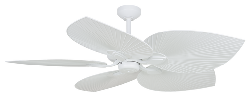 White 5 Blade Tropical AC Ceiling Fan & Wall Control