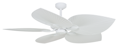 White 5 Blade Tropical AC Ceiling Fan & Wall Control