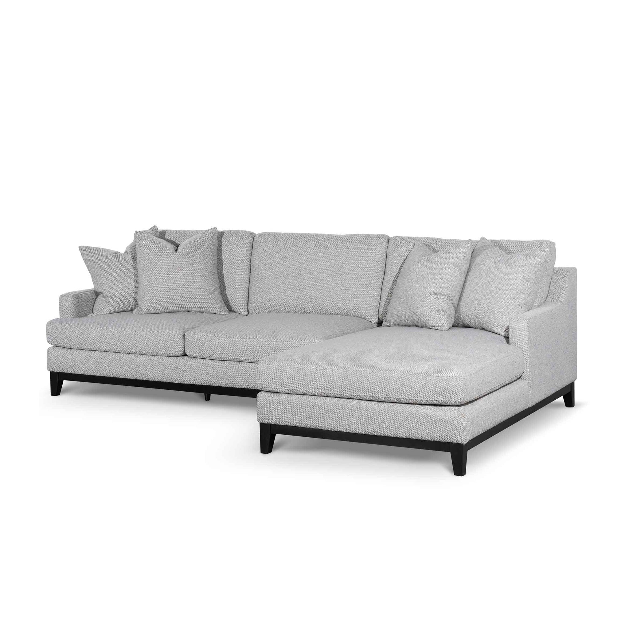 Alana 3 Seater Right Chaise Fabric Sofa - Grey