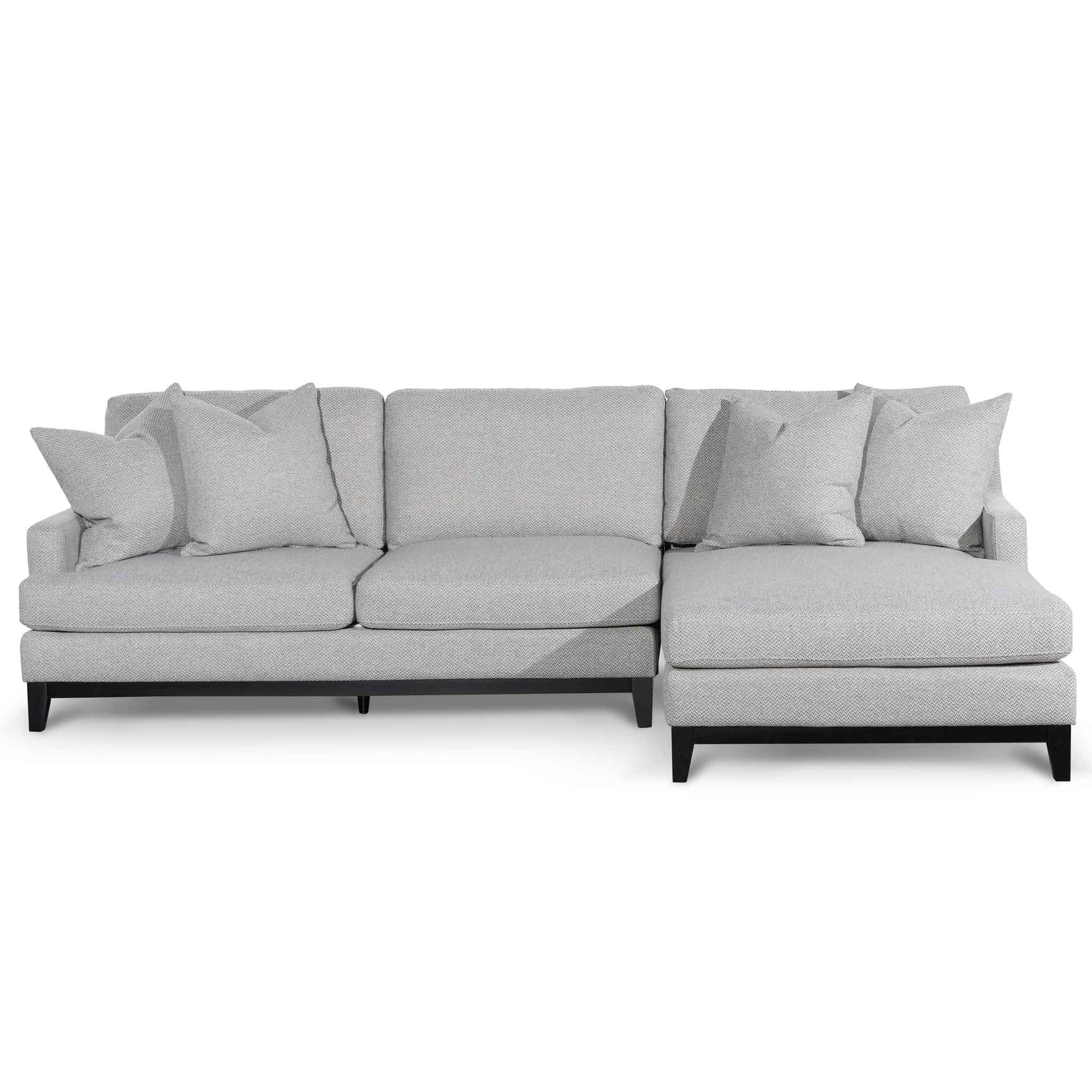 Alana 3 Seater Right Chaise Fabric Sofa - Grey