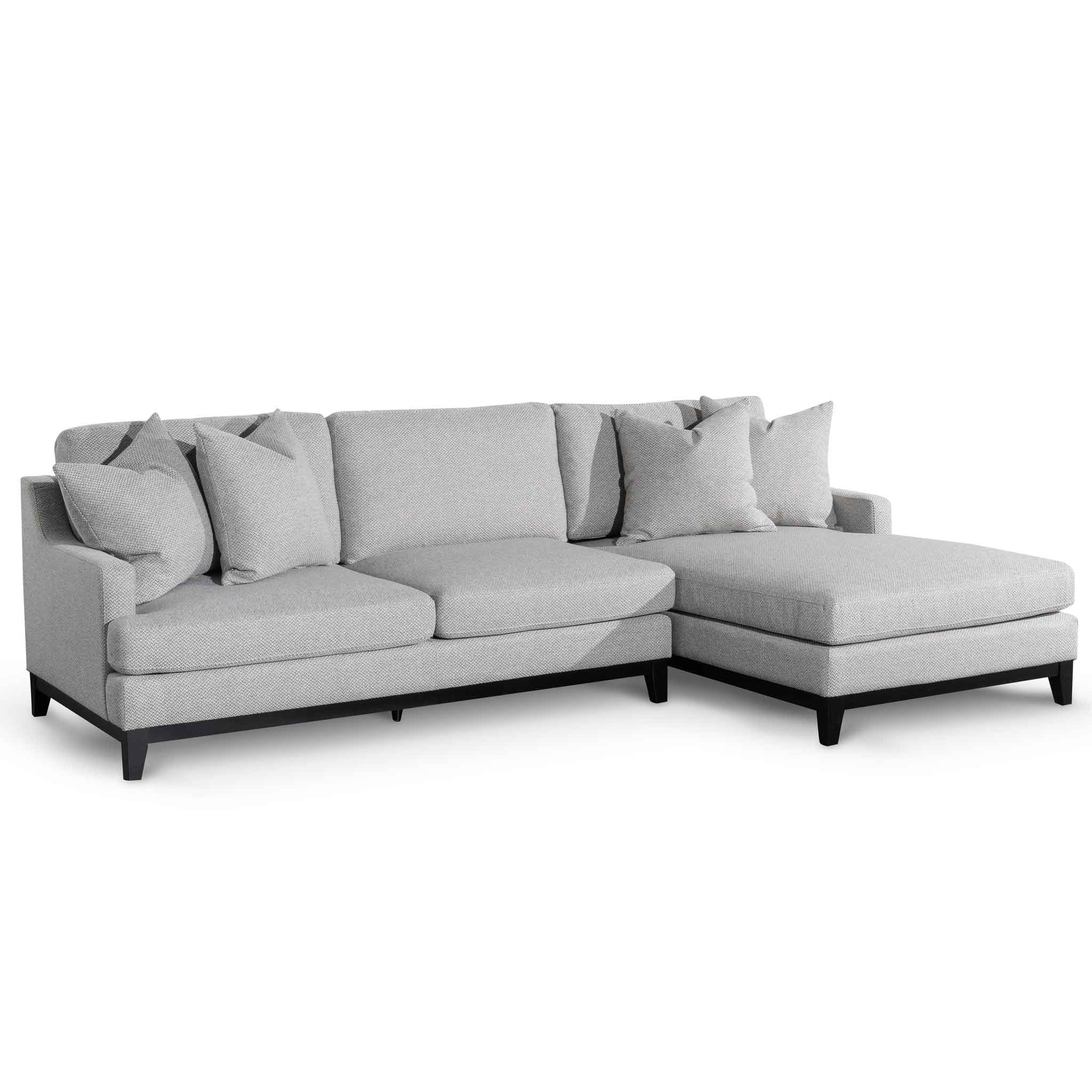 Alana 3 Seater Right Chaise Fabric Sofa - Grey