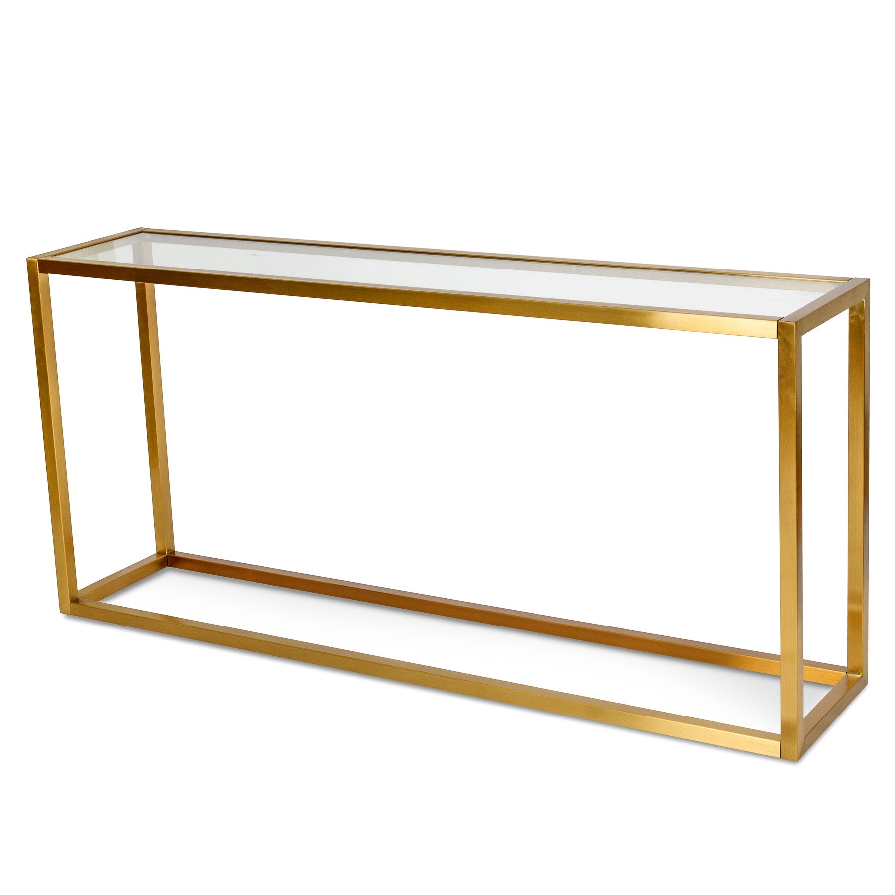 Alison Glass Console Table - Tempered Glass - Steel Base