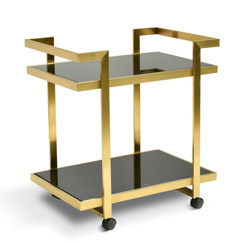 Aspen Bar Cart - Tempered Glass - Gold Base