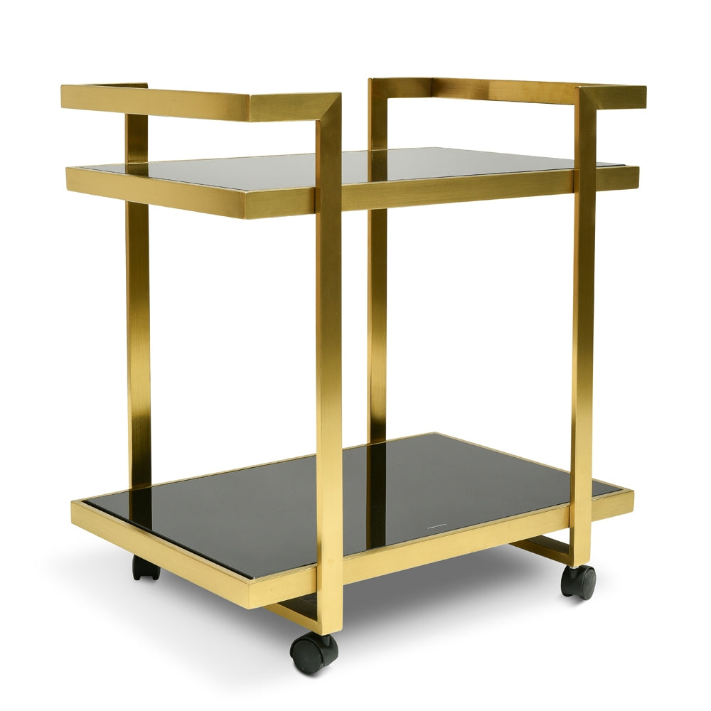 Aspen Bar Cart - Tempered Glass - Gold Base