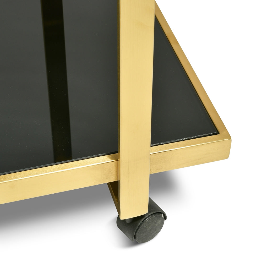 Aspen Bar Cart - Tempered Glass - Gold Base