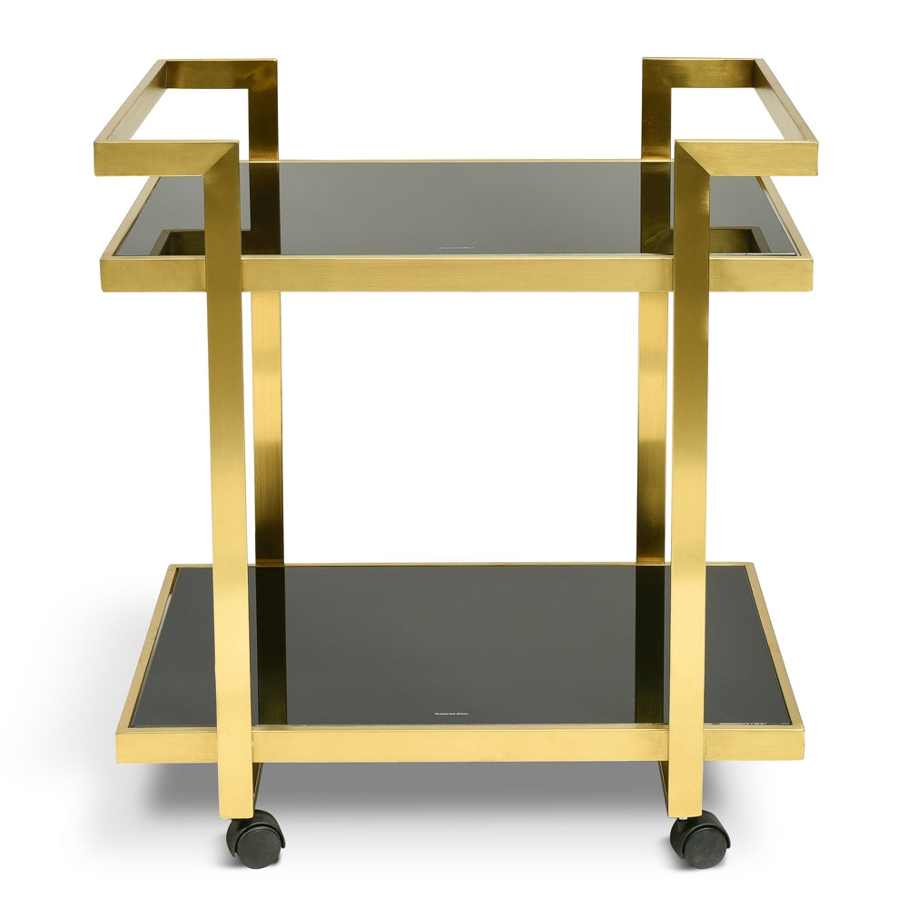 Aspen Bar Cart - Tempered Glass - Gold Base