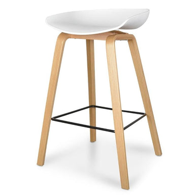 Rachel 65cm Bar Stool in White And Natural