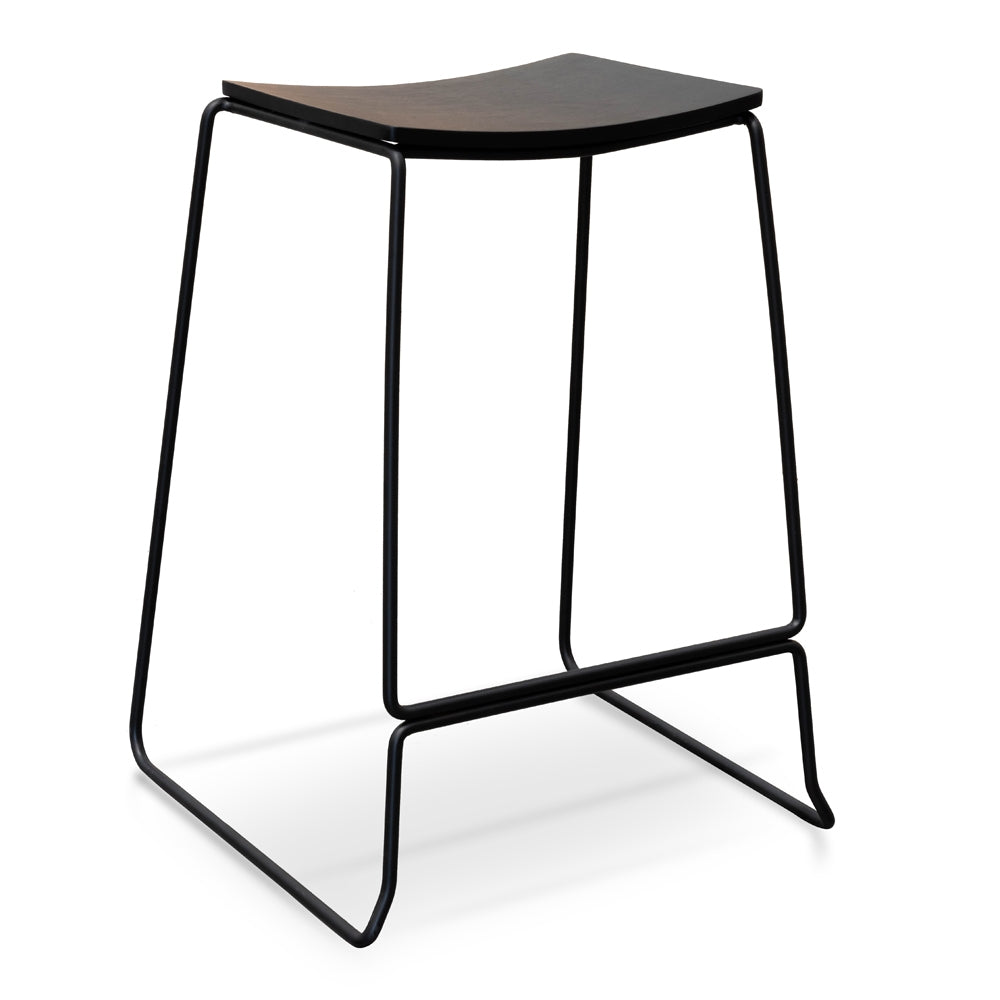 Slim Black Timber Seat Bar Stool - Black