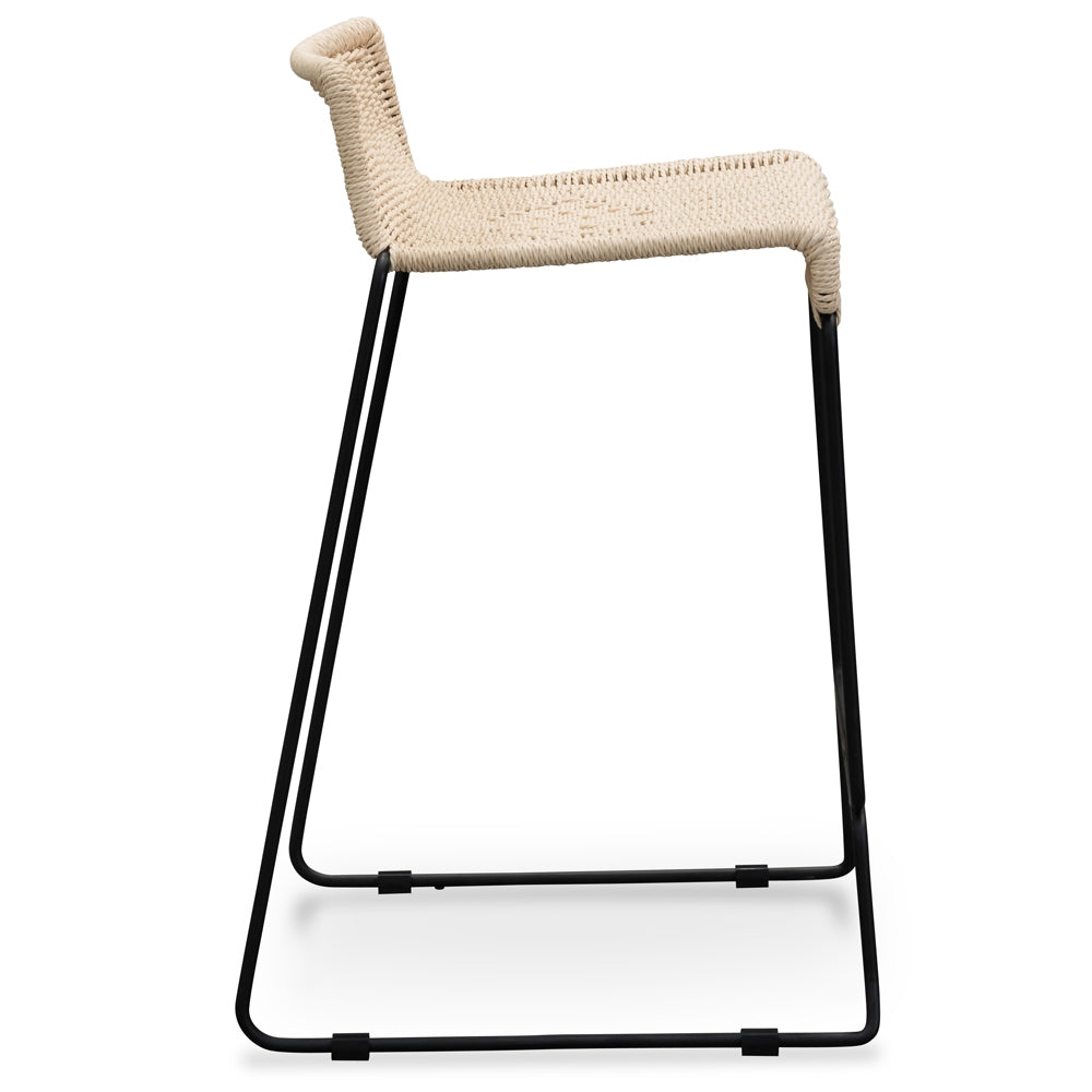 Bailey Bar Stool With Natural Cord Seat - Black Frame