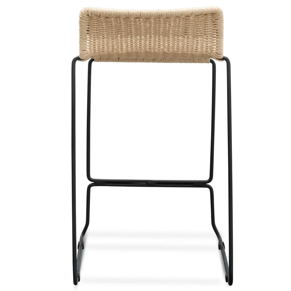 Bailey Bar Stool With Natural Cord Seat - Black Frame