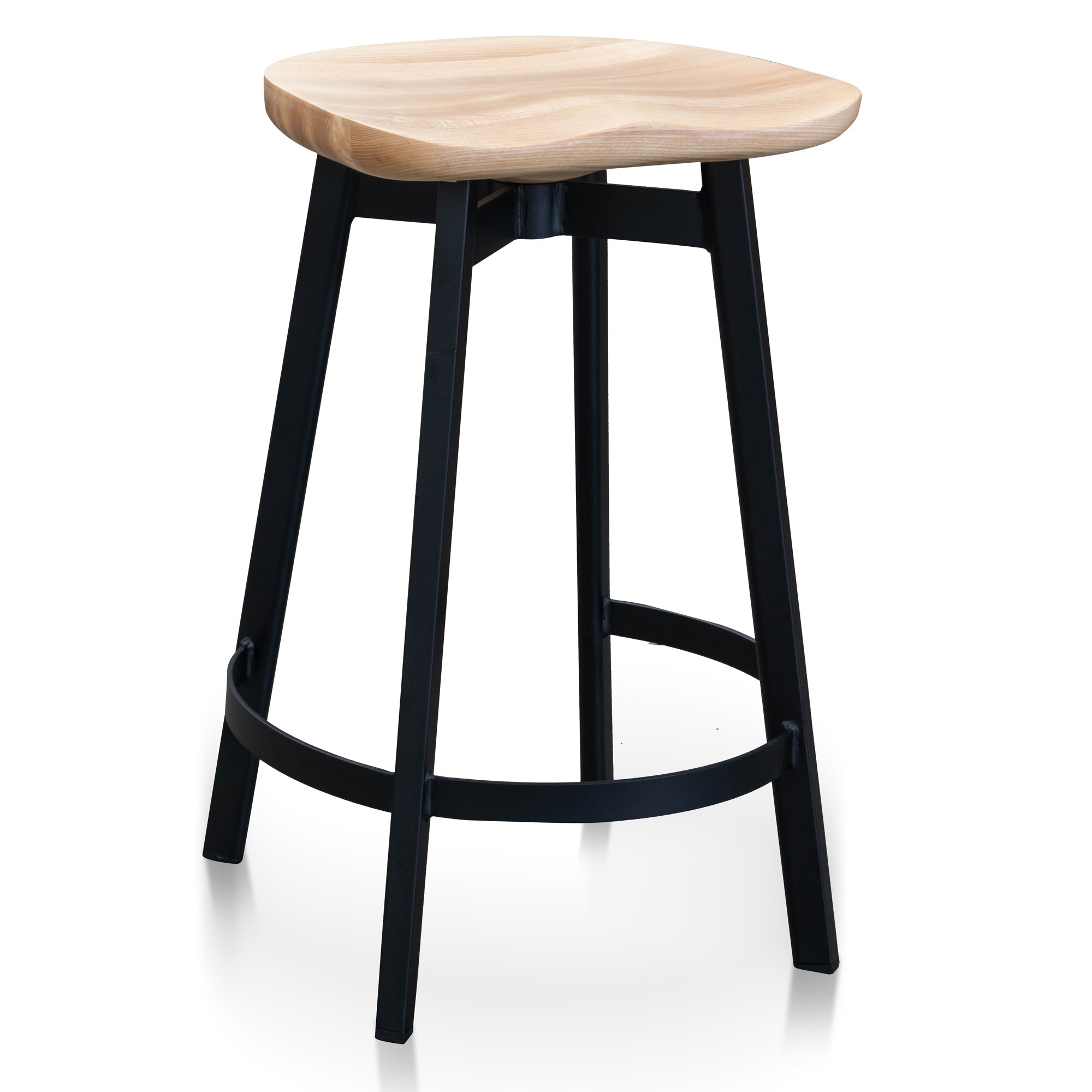 Bar Stool In Matt Black - Natural