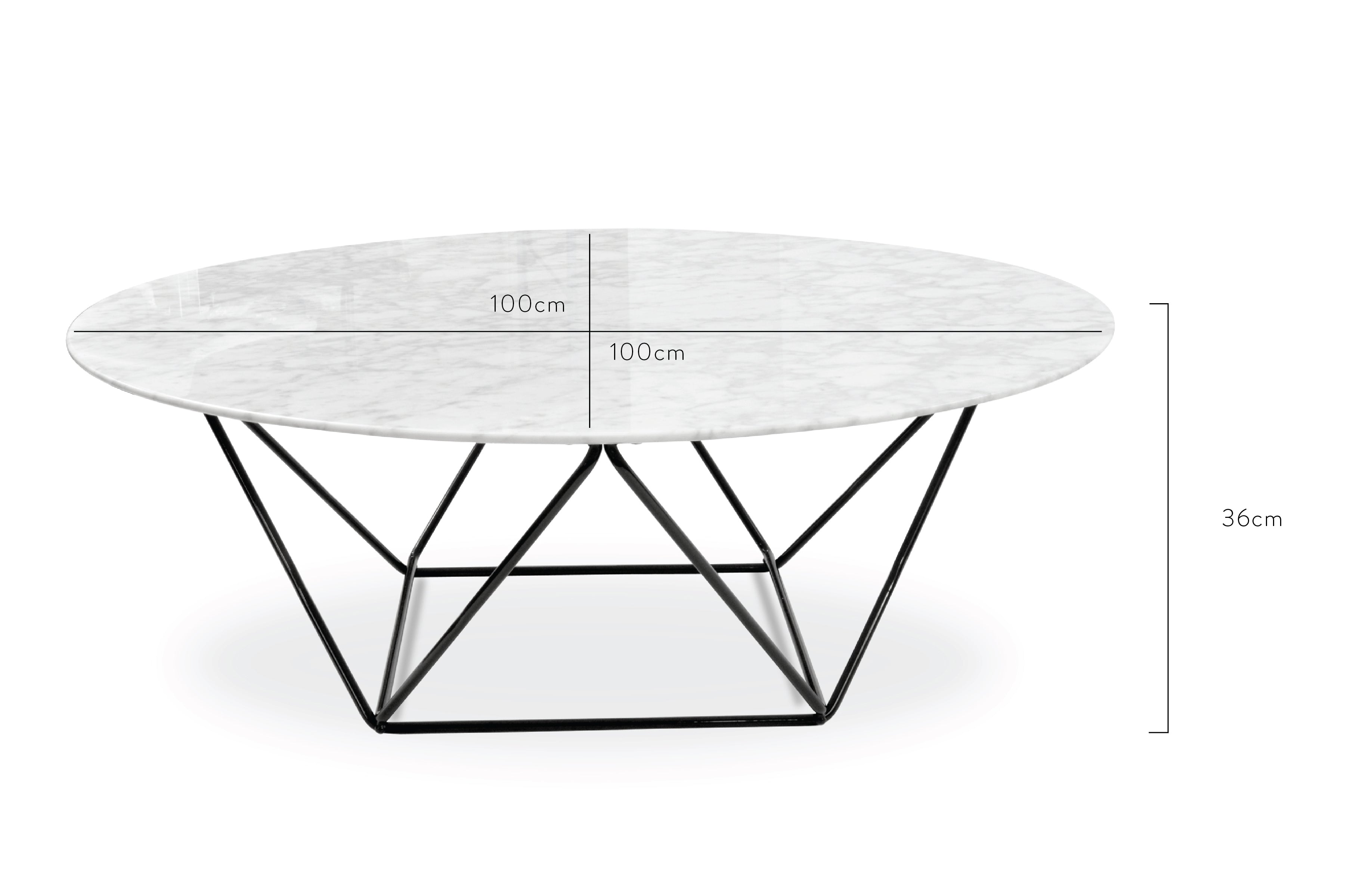 Geo 100cm Round Marble Coffee Table With Black Base