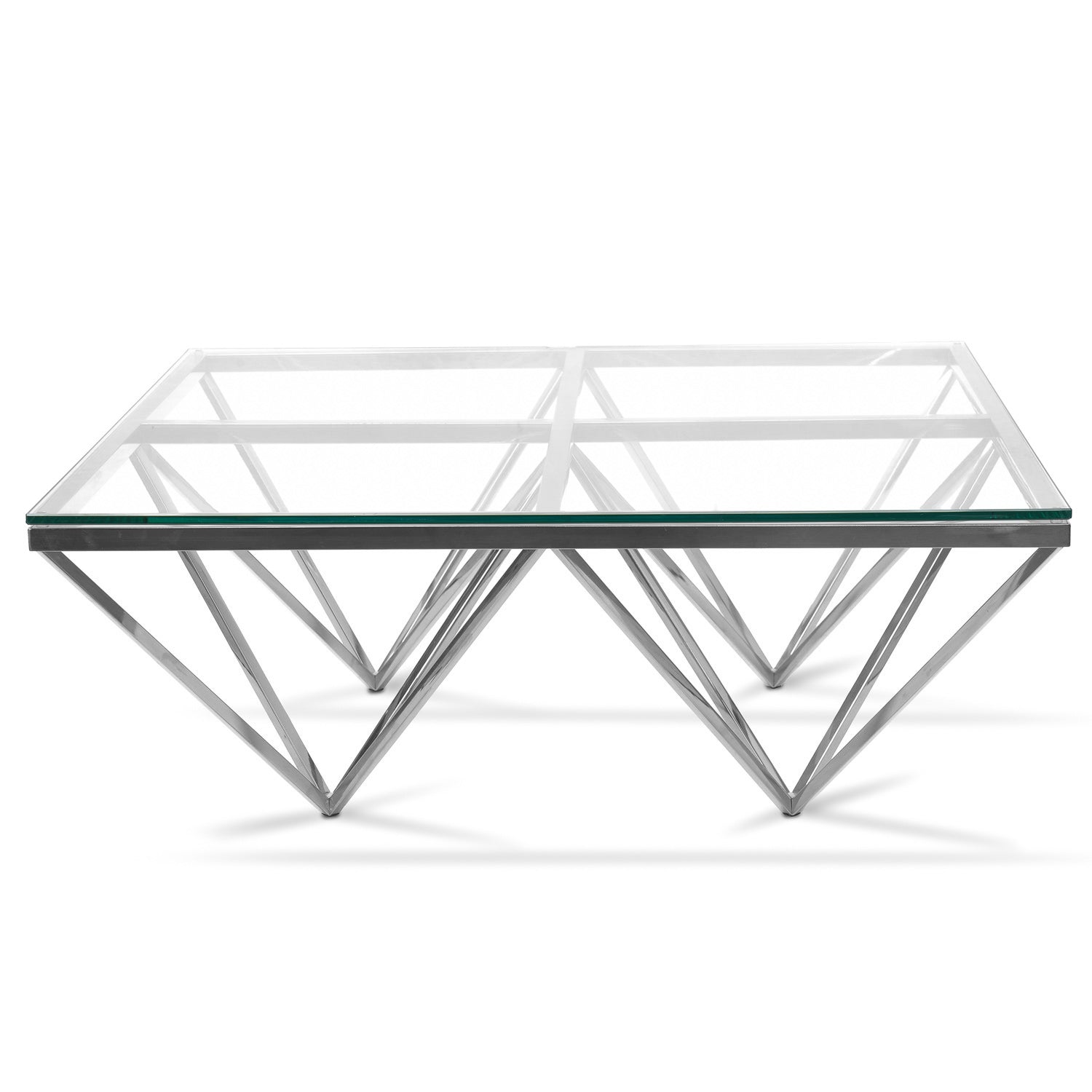 CCF1070-BS 105cm Coffee Table - Glass Top - Silver Base
