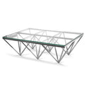CCF1071-BS 1.2m Coffee Table - Glass Top - Silver Steel Base