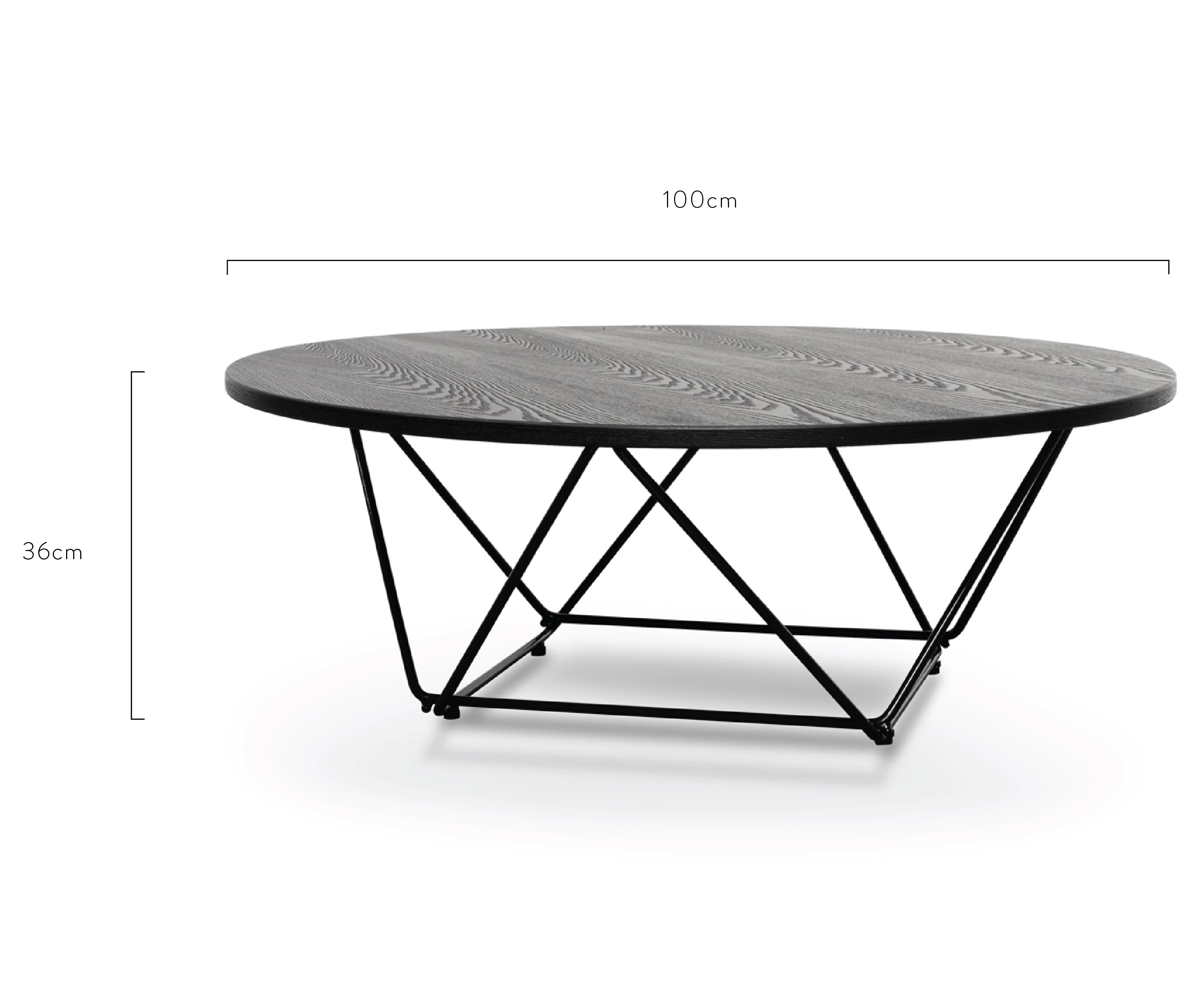 CCF2306-SD 100cm Coffee Table - Black Ash Veneer - Black Legs