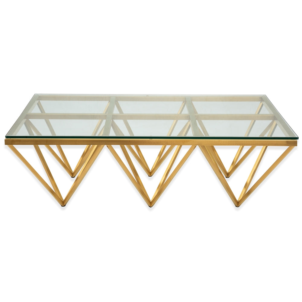 CCF2420-BS 1.2m Coffee Table - Glass Top - Brushed Gold Base