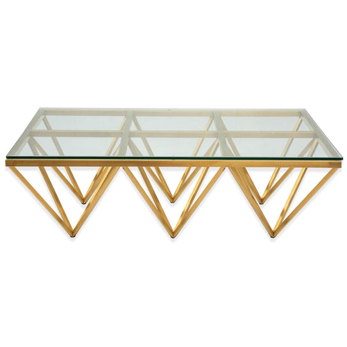 CCF2420-BS 1.2m Coffee Table - Glass Top - Brushed Gold Base