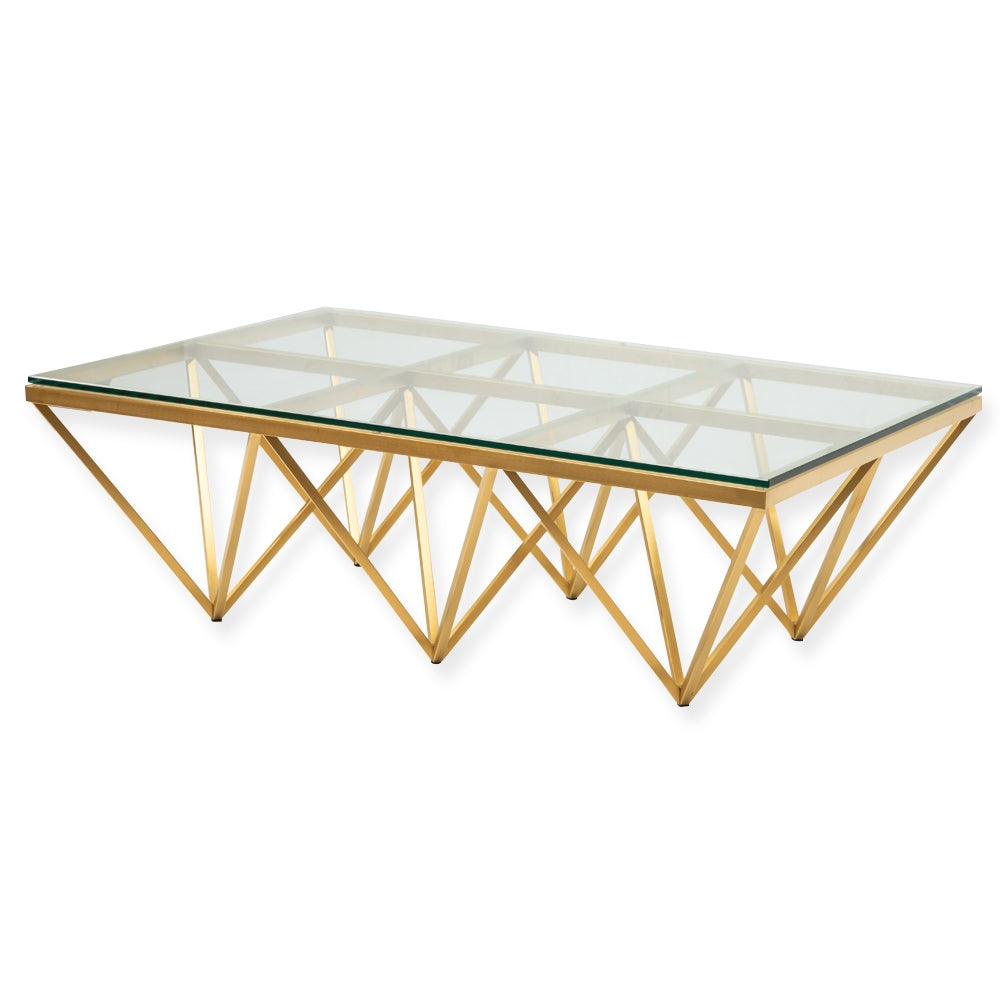 CCF2420-BS 1.2m Coffee Table - Glass Top - Brushed Gold Base