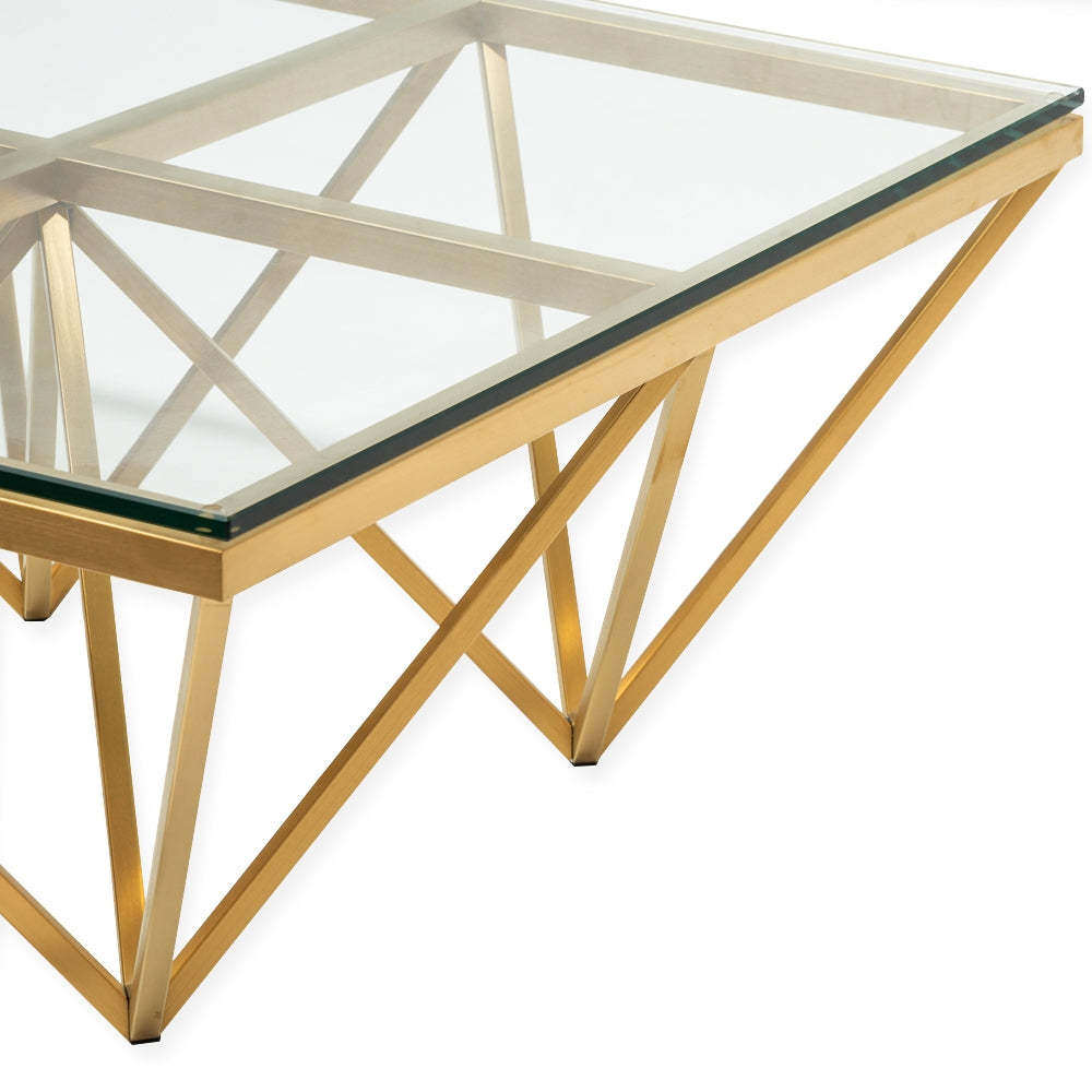 CCF2420-BS 1.2m Coffee Table - Glass Top - Brushed Gold Base