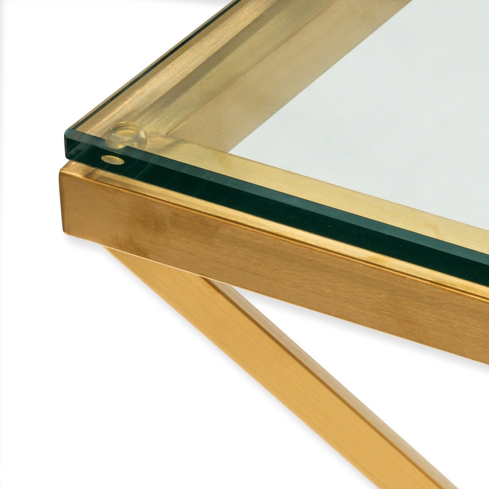 CCF2420-BS 1.2m Coffee Table - Glass Top - Brushed Gold Base